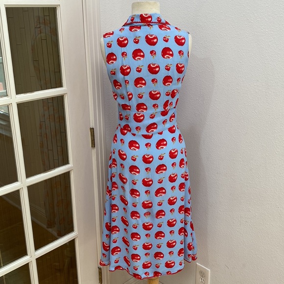 Vintage 90s Y2K π Betsey Johnson Apple Cup Of Coffee Fruit Dress, Size Small - Picture 5 of 11